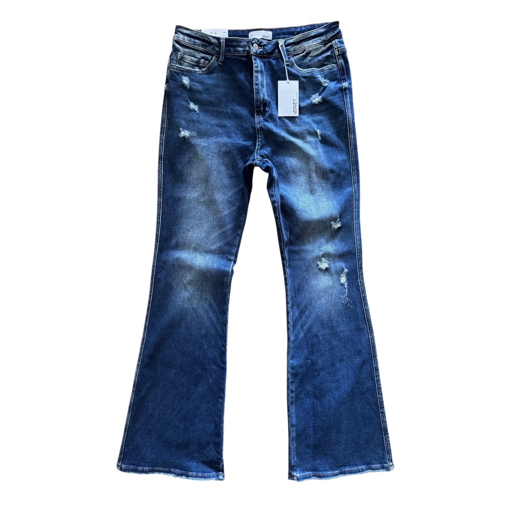 New Vervet Bella High Rise Stretch Distressed Flare Jeans